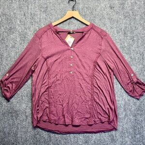 Democracy Mauve Button-Front Blouse